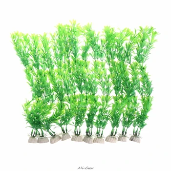 10vnt po vandeniu, Vandens Augalai Plastiko Ryškus Dirbtinis Žaliųjų Augalų Žolės Žuvų Bakas Akvariumas Ornamentu Dekoras