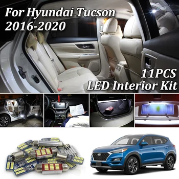 11Pcs Balta Canbus Klaidų LED interjero lempos šviesos Paketas Komplektas Hyundai Tucson. 2016 m. 2017 m. 2018 m. 2019 m. LED vidaus apšvietimo Rinkinys