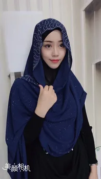 (12 vnt/daug) 2017 naujas šifono cirkonio musulmonų moterys ilgai, skaros,šalikas hijabs hw238