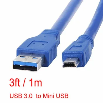 1m 3ft USB 3.0 Tipo ESU į Mini-B Male Duomenų Kabelis Adapteris Linijos ilgintuvas