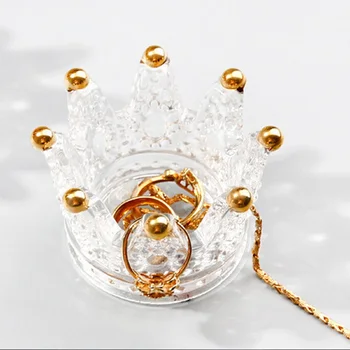 1pcs Kūrybos crown stiklo žvakidė iškilumo žiedo grožio kiaušinių dėklas įdėti kosmetikos kiaušinių lentynos, papuošalų laikymo dėžutė