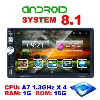 2 DIN 7InchQUAD-coreAndroid8.1BluetoothHDTouchScreen Automobilinis MP5 GPSUniversal Player Palaikymas USB / AM / FM / RDS / Mirrorlink /WIFI