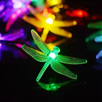 20/30pcs LED Saulės energija Varomas Dragonfly Optinio Pluošto Pasakų Vandeniui String Žibintai