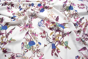 2018 aukštos kokybės gėlių modelio spausdinimo mados šifono audinys minkštas patogus drabužių audinių, moterų-vasaros suknelė,sijonas
