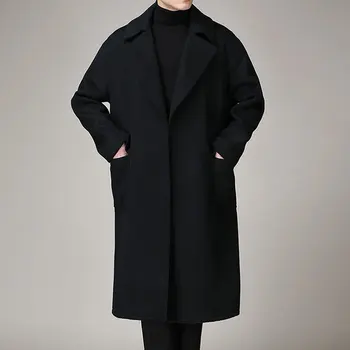 2018 m. rudens/žiemos Naujosios Anglijos pratęsimo vilnoniai kailiniai paltai vyrams plius ilgai, stilių, charakterį gatvės glostydamas kašmyro palto.