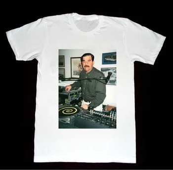 2019 Naujas Mados Prekės Ženklo Viršūnes Vyrų Marškinėlius Vyrų Dj Saddamo Husseino T-Shirt Technics 1200 Irako Namas Edm Hip-Hop Geriausias T-Shirts