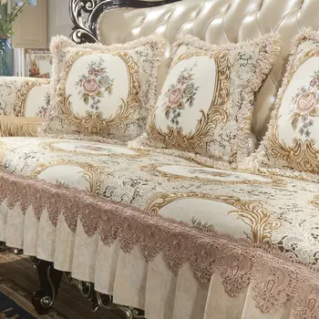 2019 Naujas Tirštėti Europos Sofa Apima Gėlių Dizainas Užvalkalai, Slip-pasipriešinimo Dekoratyvinis Sofa-lova, Rankšluosčiai, Namų Tekstilės Almofadas