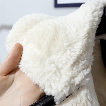 2020 M. Žiemos Moterų Mados Storio Dirbtiniais Odinė Striukė Atsitiktinis Kišenės Šiltas Ėriukų Vilna Negabaritinių Paltai Moterų Prarasti Outwear