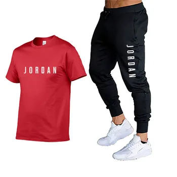 2020 metų vasaros naują Jordanija vyriški T-shirt sportinę + atsitiktinis kelnės dviejų dalių sportinę vyrų ir moterų kostiumai.