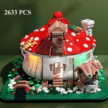 2633 VNT Kūrėjas SS Grybų Tree House Modelio Blokai Su Šviesos Surinkti Plytų Komplektas Žaislai Vaikams Kalėdų Dovanos