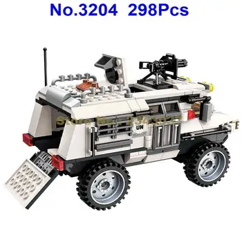 298pcs kariuomenės karo city thunder misija gatling balta šarvuotų automobilių 3 blokai Žaislas