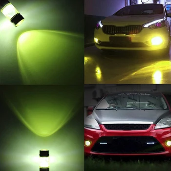 2vnt 1000Lm H3 2828 LED Automobilių Žibintai, LED Lemputes, Geltona Dieniniai Žibintai Priešrūkinis Žibintas 12-24V Vairuotojo Lempa Auto Rūko žibintų 4300k