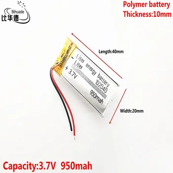 3.7 V,950mAH 102040 Polimeras ličio jonų / Li-ion baterija tablet pc BANKAS,GPS,mp3,mp4