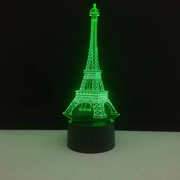 3D Prancūzijoje, Paryžiaus Eifelio Bokštas Spalvinga stalinės Lempos USB LED Lempa Nuotaika Naktį Žibintai Miegamasis Vestuvių Dekoravimas, Namų Dekoro Atostogų