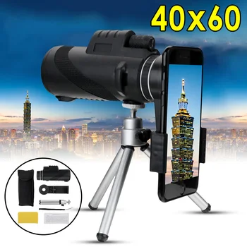 40X60 Priartinimas HD Objektyvas Mini Naktinio Matymo Monokuliariniai Teleskopas su Trikoju Telefono Įrašą Nešiojamą Žiūronai Lauko Medžioklės Kempingas