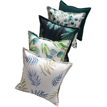 50x30/45x45/40x60/50x50/55x55cm Šiaurės sodą žaliųjų augalų pagalvėlė padengti atlošo juosmens užvalkalas sofa žalia pagalvė viršelio dekoras