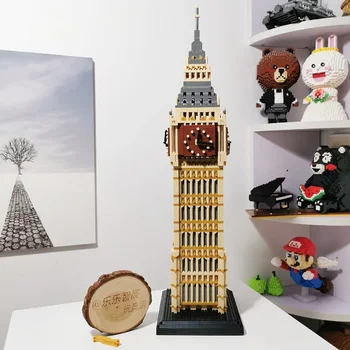 9920 Pasaulio Architektūros Elizabeth Bokštas, Big Ben 3D Modle Mažas Mini Diamond Blokų, Plytų Pastatas Žaislas Vaikams ne Lauke