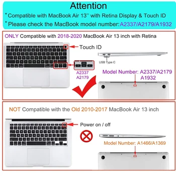 Apple Macbook Air 13 atvejų Odos Flip Dangtelis, skirtas Macbook Air 13 Atveju 2020 A2179 A1932 A2337 Nešiojamas Atveju