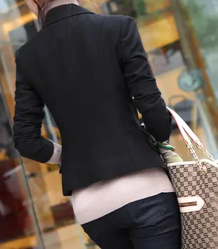 Aukštos Kokybės Formaliojo Office Švarkas Moterų ilgomis Rankovėmis Slim Black Verslo Laisvalaikio Atvartas Kostiumas Striukė Kailis Outwear