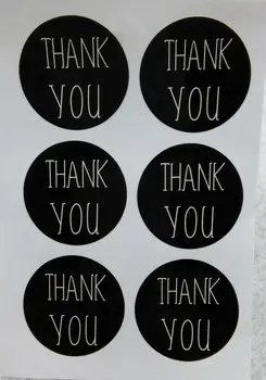 Ačiū etiketės Ačiū Jums patinka lipnios etiketės juodas popierius, lipdukas etiketės, Skersmuo 3CM, 