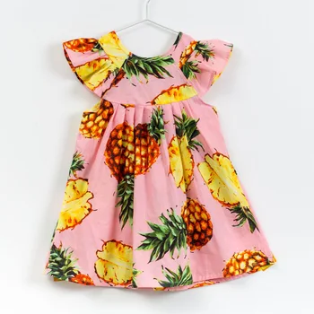 Baby Girl Dress Citrinų Vaisių Spausdinti Vasaros 2020 Bamblys Mergina Medvilnės Citrinų Suknelė Skristi Rankovės Vestido Kūdikių Drabužiai 2-12Y