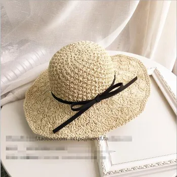 BINGYUANHAOXUAN naujas mados paprastas rankų darbo nėriniais šiaudų skrybėlę, moteris paplūdimyje pavėsyje nuo saulės sun skrybėlę