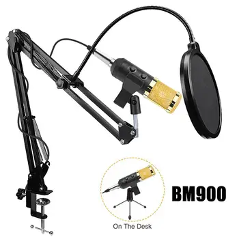 BM900 USB Capacitive Mikrofonas Vokalo Įrašymas Laidinio Mic Rinkiniai PC Kompiuteris