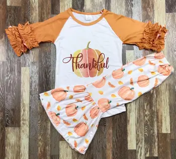 Boutique komplektus Padėkos moliūgų modelio bell kelnes baby girl drabužių rinkinys