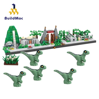 BuildMoc Juros periodo Dinozaurų Pasaulį Parko Panorama Architektūros SS Miško Modulinė Statyba Blokai, Plytos Dinozaurai Žaislai Vaikams