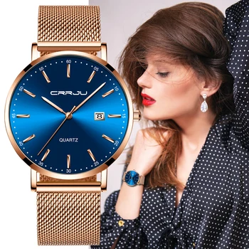 CRRJU Moterų Laikrodžiai Top Brand Prabangos Ponios Akių Diržas-Ultra plonas Žiūrėti Nerūdijančio Plieno, atsparus Vandeniui Laikrodis Kvarcinis Žiūrėti Reloj Mujer