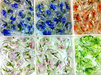 Daug 50pcs gėlių Murano Lampwork stiklo europos granulių Tinka rūšiuoti papuošalai