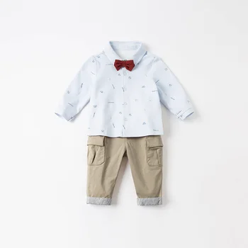DBS16289 dave bella pavasario kūdikių berniukų mados animacinių filmų kišenių kelnės vaikams, visas ilgis vaikai kelnės kūdikiams, vaikiška kelnės