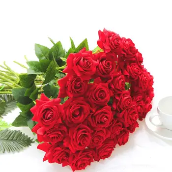 Dirbtinių Gėlių Raudonos Rožės Netikrą Gėlės Nuotakos Šalis Apdaila