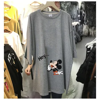 Disney marškinėliai Moterims Ei Mickey Mouse Spausdinti Vasaros Grafinis Atsitiktinis Moterų Drabužiai Viršūnes Tee korėjos Stiliaus, Panele, Mada, T-shirt