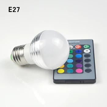 E27 E14 LED 16 Spalva Keičiasi RGB Magic Led Lemputė Pritemdomi LED Lempos 110V 85V-265V Dėmesio centre su 24 Pagrindinių IR Nuotolinio Valdymo