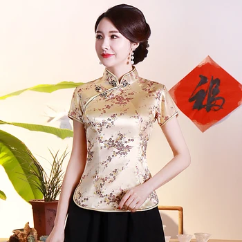 Elegantiškas Plonas Moterų Vasaros Palaidinė Viskozė Gėlių Klasikinis Kinų Stiliaus Marškinėliai Topai Negabaritinių Tang Aprangos S M L XL XXL, 3XL 4XL