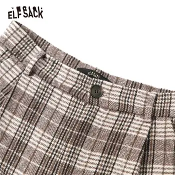 ELFSACK Pledas Britų Tiesiai Atsitiktinis Moterų Kelnės,2020 M. Rudenį ELF Derliaus Colorblock Aukšto Juosmens korėjos Ponios Kasdien Apačioje