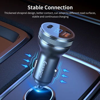 Essager 36W Mini USB Automobilinis Įkroviklis 3.0 Greitai Įkrauti iPhone Samsung PD 3.0 C Tipo Greito Įkrovimo Adapteris LED Ekranas, Automobilinis Įkroviklis