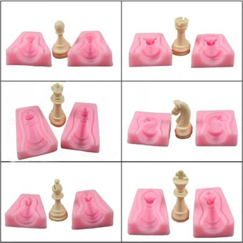 Facemile 12pcs/set Tarptautinės Šachmatų Silikono Formos Karalius ir Karalienė Minkštas Tortas Dekoravimo Priemonės, Šokolado liejimo Formos Kepimo Įrankiai