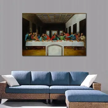 Garsaus Aliejaus Tapybai Reprodukcijai meno Paskutinę Vakarienę, Pagal Leonardo Da Vinci Tapyba vertus, tapybos būdu dekoruotos drobės, gyvenimo kambario dekoro