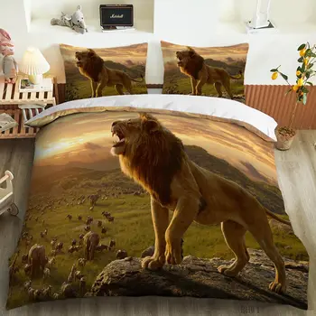 Gyvūnų 3D Liūtas ir tigras patalynės komplektai užsakymą patalynės komplektas antklodė padengti Su Pagalvės užvalkalą Prabanga Mikropluošto Lovatiesė Namų Tekstilė