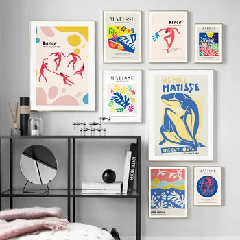 Henri Matisse Abstraktus Paveikslas Šokių Lapų Augalų Šiaurės Plakatas Sienos Menas Spausdinti Drobės Tapybos Sienos Nuotraukas Gyvenimo Kambario Dekoro