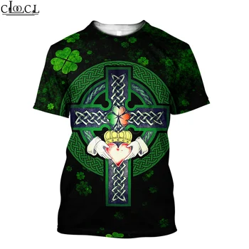 HX Naujausias Populiarus Airijos St. Patrick Day 3D Spausdinimo Vyrai Moterys Mados marškinėliai Harajuku Drabužius Viršūnes Tee Marškinėliai Topai Lašas Laivybos