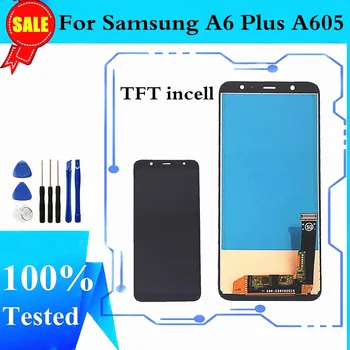 Incell LCD Samsung Galaxy A6 Plius A605 LCD Ekranas Jutiklinis Ekranas skaitmeninis keitiklis Surinkimo Samsung A6+ A605 Ekranas Pakeitimo