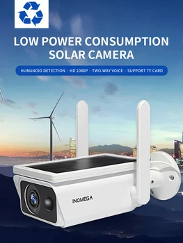 INQMEGA Mažos Galios Saulės kamera skydelis Įkrovimo Baterija (akumuliatorius 1080P Platus Vaizdas stebėjimo kamera Full HD Lauko, Patalpų Apsaugos Wi
