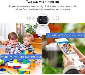 IP Kameros kūdikių stebėti 360 Laipsnių Pan Tilt Sukimosi vaizdo Wi-fi IP Kamera 2Mp, 1080P Full HD LAN Uosto ir SPINDULIŲ Naktinio Matymo interjeras