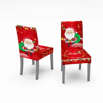 Kalėdų Kėdė Padengti Pokylių Namų Kėdė Spandex Elastinga Valgomojo Kėdė Slipcover Sėdynės Raštas Ruožas Nuimamas Kėdės Apima
