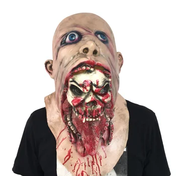 KARŠTO PARDAVIMO Lydymosi Veido Latekso Suaugusiųjų Bloody Zombie Kaukė Halloween Baisu Cosplay Prop Kostiumas