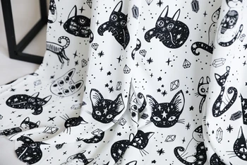 Katė animacinių filmų paprasto modelio satino raštuoto audinio vaikų suknelė marškinėliai, kelnės drabužiai audinys