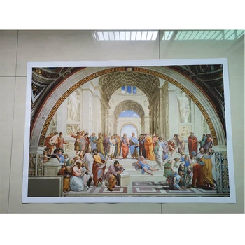Klasikinių Senovinių Dekoratyvinės Tapybos Drobės Kalbėdamas su Platono Renesanso Freskos Sienos paveiksl Meno kūrinius Kambarį